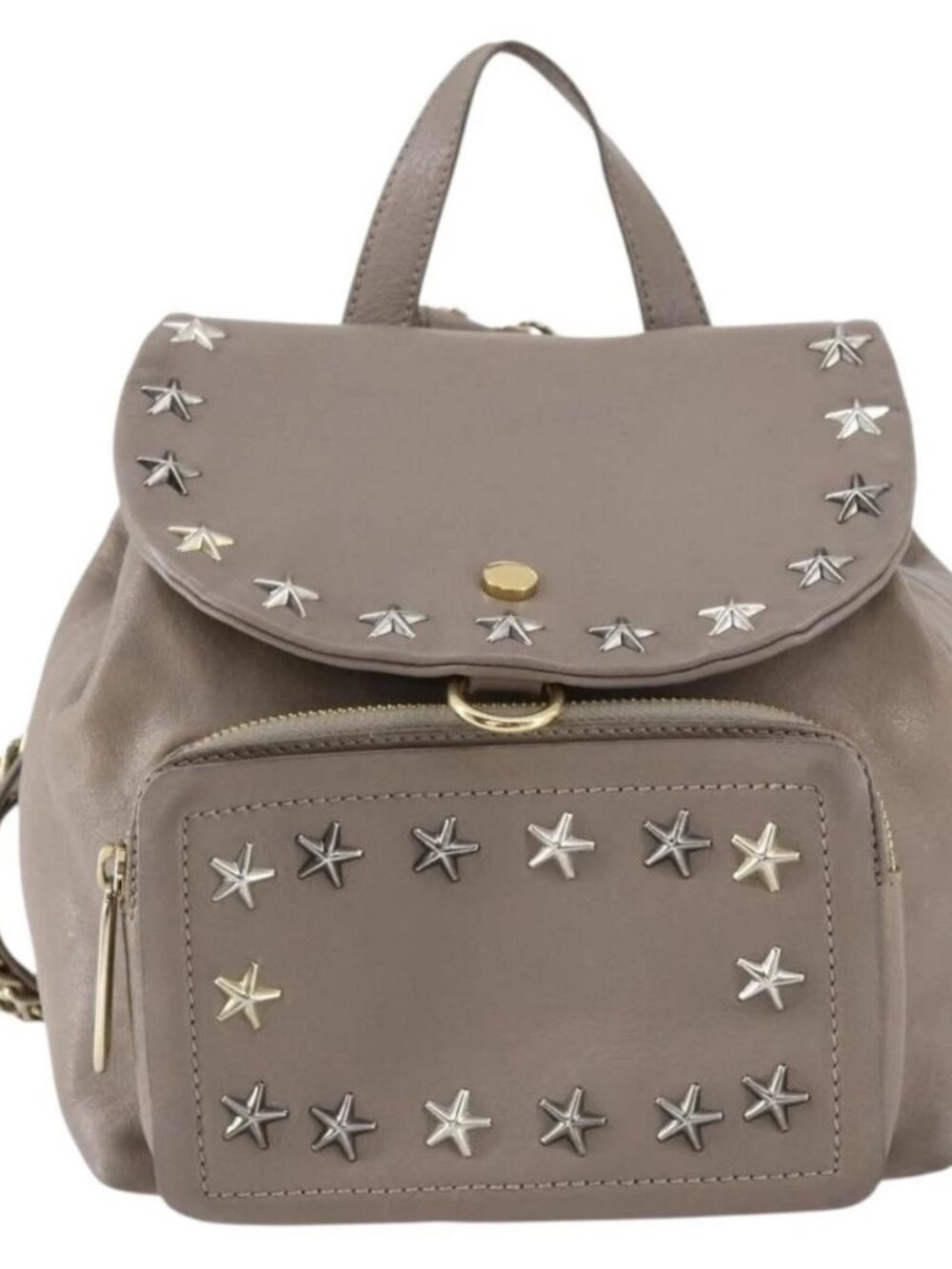Jimmy Choo Studs Backpack Leather Beige Gold Auth BA7708 - Picture 2 of 16